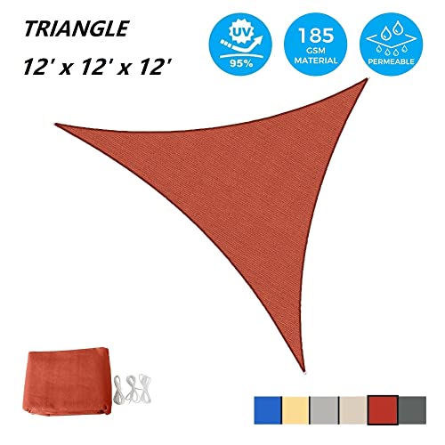 AsterOutdoor Sun Shade Sail Triangle 12' x 12' x 12' UV Block Canopy for Patio Backyard Lawn Garden Outdoor Activities, Terra - color: Terra, size: 12' x 12' x 12'