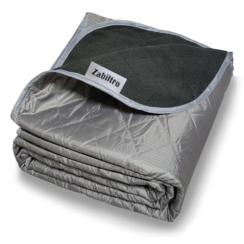 Large Outdoor Waterproof Blanket-Quilted Extra Thick Fleece Windproof Warm Includes Stuff Sack Shoulder Strap Machine Washable,55"x78"-Grey - color: Grey