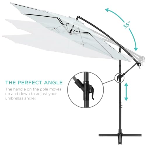 Best Choice Products 10ft Offset Cantilever Hanging Market Patio Umbrella, 8 Sturdy Ribs, Easy Adjustment - Baby Blue - color: Baby Blue, size: Offset