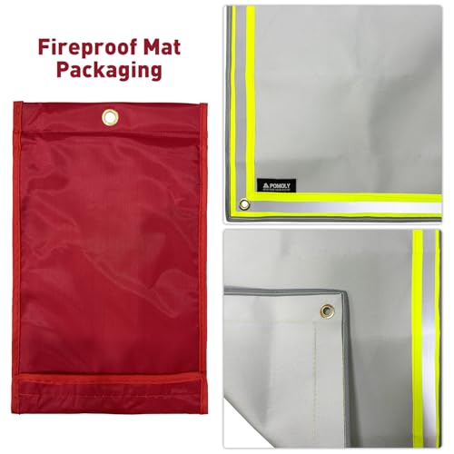 POMOLY Fire Pit Mat,Fireproof Mat Visible at Night-Great for Deck Fire Pit Base,Patio Fire Pits Pad for Outdoor Wood Burning, Wood Floor, Grass, Campsite, Lawn(31.5'' X20'') - size: Small