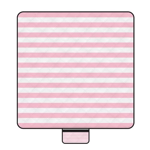 Waterproof Picnic Blankets,79''x79'' Extra Large Foldable Sandproof Beach Blanket,Portable 3-Layer Polyester Outdoor Picnic Blanket for Grass Lawn,Beach,Family Camping,Park,Travel-Pink Stripe - color: Pink Stripe