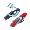 Cluck 6-in-1 Multi-Function Camping Utensil Flatware Set Detachable Spoon Fork Knife Combo Mess Kit with Carrying Pouch (Red + Black) - color: Red + Black