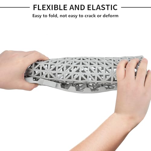 Dollate 12 Packs Interlocking Drainage Tiles, 12"x12" Modular Drainage Floor Tiles, Non-Slip Comfortable and Soft Snap-On Floor for Shower Rooms, Kitchens and Courtyards, Grey - color: Gray