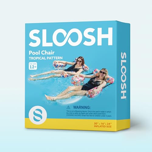 SLOOSH Inflatable Pool Floats Adult,2 Packs Floating Lounge Chairs,Blow up Pool Noodles for Adult Heavy Duty,Floating Chair for Party Summer Water Beach Lake Fun - style: Tropical Flowers