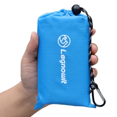 Outdoor Pocket Blanket, 55"x79" Waterproof Foldable Compact Small Pincic Blanket, Ultralight Tarp for Camping, Festival, Beach, Hiking, Backpacking, Travel and More, Stakes Included - color: Sky Blue, size: 79"*55"