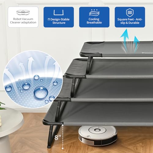 ABCPET Cooling Elevated Dog Bed, Raised Outdoor Dog Bed Waterproof Pet Beds Cots Stable and Easy Assembly, with 1.2mm Thick Iron Frame, Breathable, Ultra-Sturdy，Grey,32 * 25.2 * 7.1 - size: 32.0"L x 25.2"W x 7"T