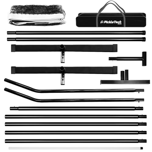 PICKLETECH 4.0 Slim Version Portable Pickleball Nets Outdoor Game 22 FT Pickleball Net-USAPA Regulation Size-Pickle Ball Net System with Carrying Bag for Driveway - color: Black, size: 22ft-4.0slim