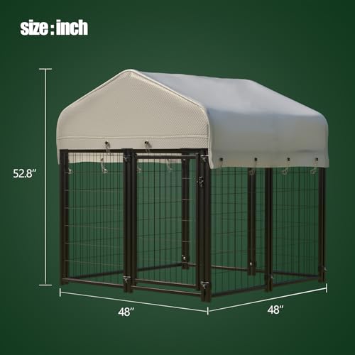 8 Panels Large Dog Kennel Outside Outdoor Dog Kennel Large with Roof Heavy Duty Outdoor Indoor Dog Playpen Enclosure Pet Pen House Fence Yard Kennel for Small Medium