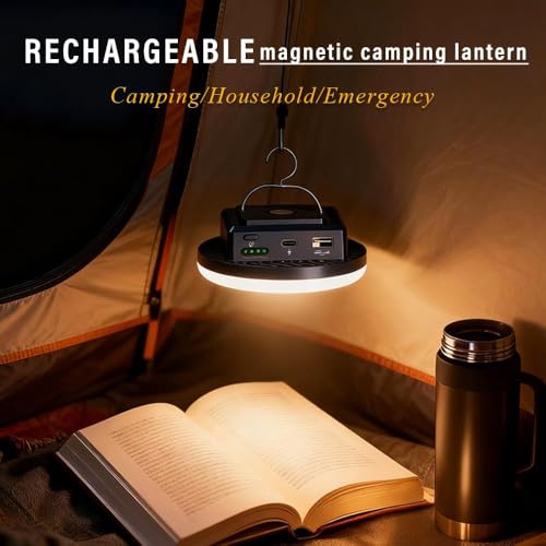 Camping Lights Tent Light 4500 Lumens 45W Rechargeable LED Lantern Magnetic Hanging, Portable USB Outdoor Canopy, Emergency Lights for Home, Lanterns for Power Outages, Ice Shanty Lights--12000mAh - size: 12000 mAh