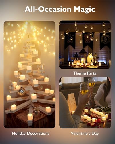 Homemory 12Pcs Flickering Flameless Candle Battery Operated, 200+Hours Fake Electric LED Tea Lights for Votive, Centerpiece Table Decorations, Wedding, Aniversary, Halloween, Christmas - color: Warm White Glow – White Body, size: Pack of 12