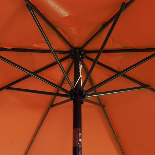 Blissun 9' Outdoor Patio Umbrella, Outdoor Table Umbrella, Yard Umbrella, Market Umbrella with 8 Sturdy Ribs, Push Button Tilt and Crank - color: Orange