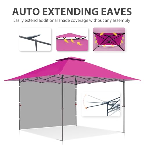EAGLE PEAK 13x13 Pop up Canopy Tent w/One Wall, Instant Canopy Easy Set up Folding Shelter w/One Privacy Curtain, 169 Square Feet Sun Shade, Light Pink - color: Light Pink