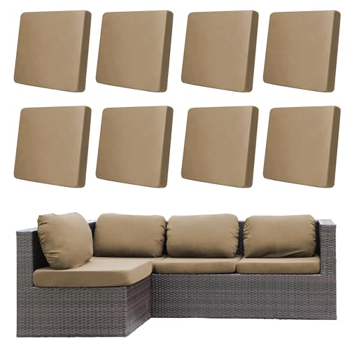 8Pcs Outdoor Cushion Covers, Patio Cushion Covers,Stretch Elastic Slipcovers, Replacement Washable & Reusable Furniture Protector for Patio Couch (Khaki,Cover Only) - color: Khaki, size: 8Pcs-Solid color