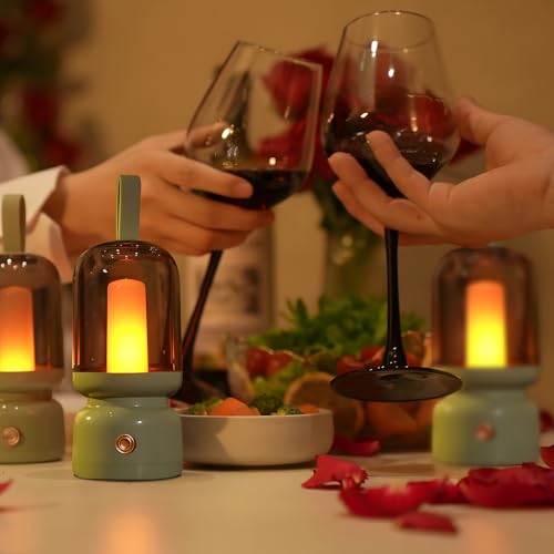 QANYI Retro Lantern,Portable and Rechargeable Lantern with LED Candles Flameless Flickering Lamp,Table Decoration Lights for Home Party Garden Patio Camping Christmas Home Decor - style: Retro