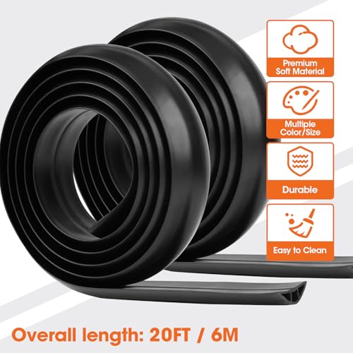 20 FT Floor Cord Cover, Cord Covers for Wires on Floor, Cord Protector, Floor Cable Cover, Hide Extension Cord Covers for Floor, Cable Cavity: 0.47" (W) x 0.29" (H), Black - size: Black-20ft