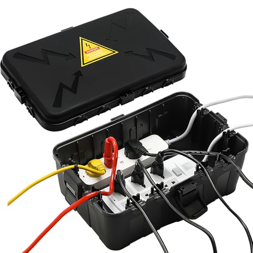 Hrensaw Large Outdoor Electrical Box Waterproof(12.5x8.5x5inch),IP54 Waterproof Outdoor Outlet Covers,Weatherproof Extension Cord Covers Protect Outlet,Plug,Timer,Power Strip,Holiday Light,Black - color: Black, size: Large