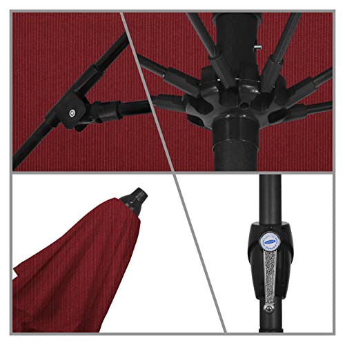 California Umbrella 9' Round Sunbrella Aluminum Outdoor Deck, Pool or Patio Umbrella, Crank Lift, Auto Tilt, Bronze Pole, Ruby - color: Ruby