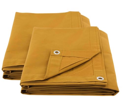 Mytee Products (2 Pack) 6' x 8' Tan Canvas Tarp 12oz Heavy Duty Water Resistant - color: Tan (2 Pcs), size: 6' x 8'