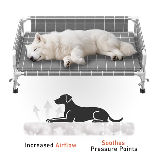 Elevated Dog Bed with Three-Sided Fence and Removable Cushion - Anti-Slip Feet, Stable Design, Easy Assembly, Indoor Relaxation & Outdoor Activities for Meduim Dogs, All-Season Comfort - size: Cushion-M