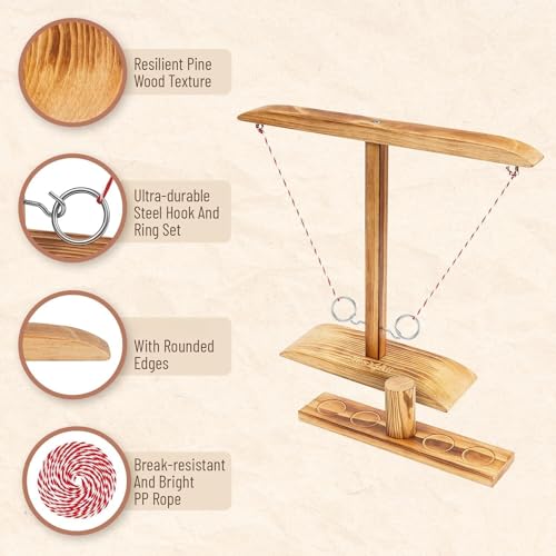 Yes4All Ring Toss Wall Game/Indoor & Outdoor Game for Adults, Camping, Party - color: D. Brown walnut