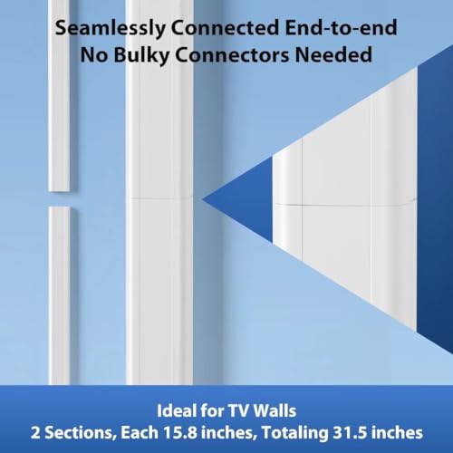 Cord Cover Wall 32in, TV Cord Hider for Wall Mounted TV, Large Cable Hider Kit for 3-6 Cords, Wire Management Raceway, White Wire Hider Concealer, 2 x L15.8in, W1.5in H0.75in - color: White, size: W1.5in x H0.75in - L31.5in