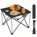 Foldable Camping Table Portable Beach Table Lightweight Picnic Table with Carry Bag Cup Holder Outdoor Travel Desk for Camping Hiking Picnics BBQs Beach Trips (Black)