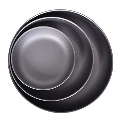 iBasingo 3 Pieces Titanium Plates Set Camping Metal Durable Cooking Pan Dishes Plates Saucer Ultra-light for Outdoor Camping Tableware Cookware Mess Kit with Carry Mesh Bag Ti1104T - color: 3PCS SET-Ti1104T