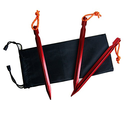 12 Pack Tent Stakes, 7075 Ground Metal Camping Aluminum Tent Pegs, Lightweight Tent Stakes Heavy Duty Spikes Camping Accessories - color: Red