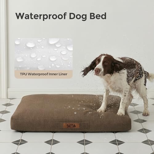 Sytopia 42-Inch Indestructible Waterproof Orthopedic Dog Bed, Chew Proof XL Size for Extra Large Dogs, Supports Up to 100 lbs, Suitable for Indoor and Outdoor Use, Great Pet Gift for Crate, Brown - color: Brown, size: 42.0"L x 29.0"W x 4.0"Th