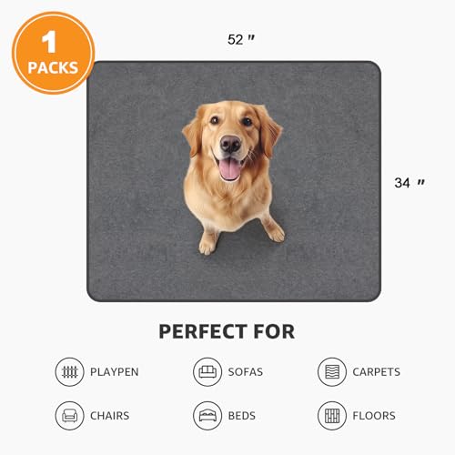 Washable Dog Pee Pads: 34x52 1 Pack Reusable Whelping Pads, Absorb Dog Mats Non-Slip Puppy Training Pads for Whelping, Potty, Training, Playpen, Crate - size: 34"x52"