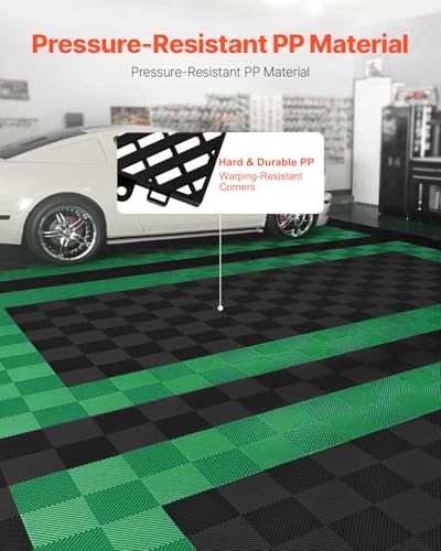 VEVOR Interlocking Drainage Mat, 15.7” x 15.7” Modular Interlocking Cushion, 24 Pcs Splicing Drainage Mats, Non-Slip PP Drainage Floor Tile and Shower Mat, for Garage, Garden, Kitchen & Outdoor, Black - color: Black, size: 15.7 x 15.7 inch