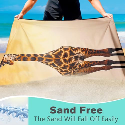 Brown Giraffe Beach Towel Oversized 36" x 72", Thin Lightweight Sand Free Quick Dry Microfiber Towel for Swimming Pool Cruise Camping Travel - color: Color_10