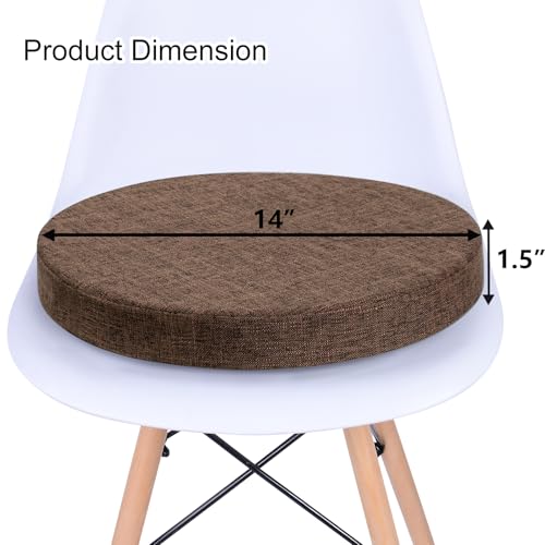 Tromlycs 14 Inch Round Bar Stool Cushion Non-Slip Foam Seat Pad Removable Cover for Circle Chairs (14x14 Inches, Brown) - color: Brown, size: 14 inch