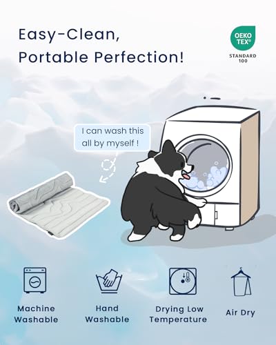 ZonLi Dog Cooling Mat, 48" x 28"Large, Cooling Pad Reversible (Cool & Warm), Pet Cool Mats for Dog and Cat use in Crate, Kennel, Bed, Sofa, Machine Washable, Durable, Non-Gel, Glacial Grey