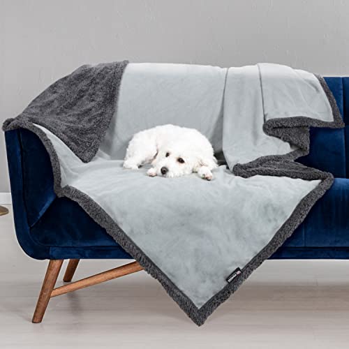 Kritter Planet Waterproof Dog Blanket, Reversible Water Proof Pet Blanket for Couch, Bed & Car, Washable Couch Covers for Medium Dogs - Protects Furniture from Fur, Dirt, and Accidents - color: Grey/Charcoal Grey, size: 50"x30"