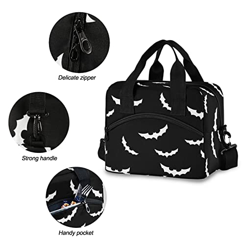 Bats halloween Insulated Lunch Bag Reusable Lunch Tote Bag Cooler Bag for Women Men Adult Lunch Box with Adjustable Shoulder Strap Leakproof Lunch Bag for Work School Picnic Camping - color: bats halloween