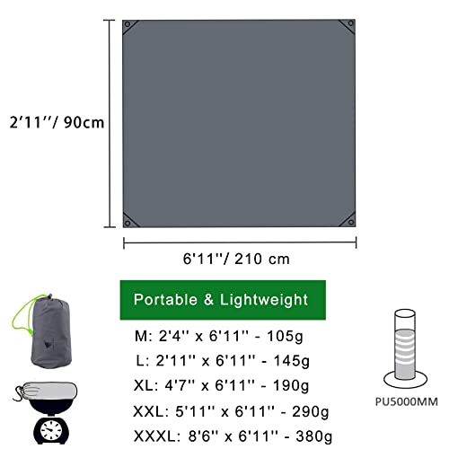 GEERTOP Portable Waterproof Tent Footprints Lightweight Camping Tent Ground Sheet Mat Sunshade Shelter for Outdoor Backpacking Hiking Picnic Travel - size: 2'11'' X 6'11''