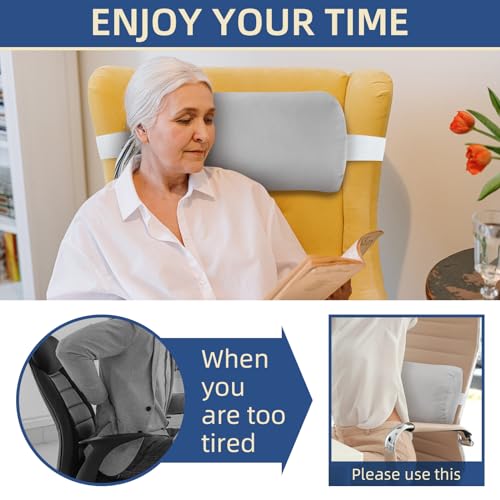 Headrest Pillow for Patio Chaise Lounge, 2 Packs Head Pillow with Elastic Band for Zero Gravity Lounge Chair, Head Neck Rest Pillow Lumbar Pillow, Light Gray - color: Light Gray