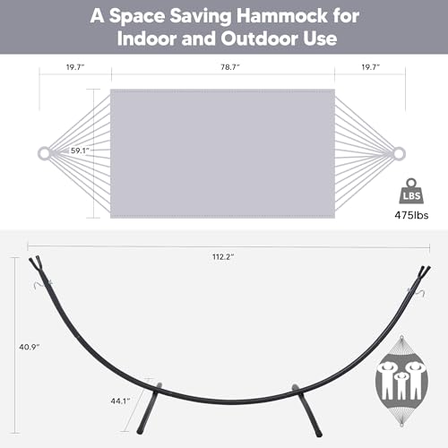 SUNCREAT Stand Alone Hammocks for Outside, 2 Person Self Standing Hammock, Light Gray - color: Light Gray