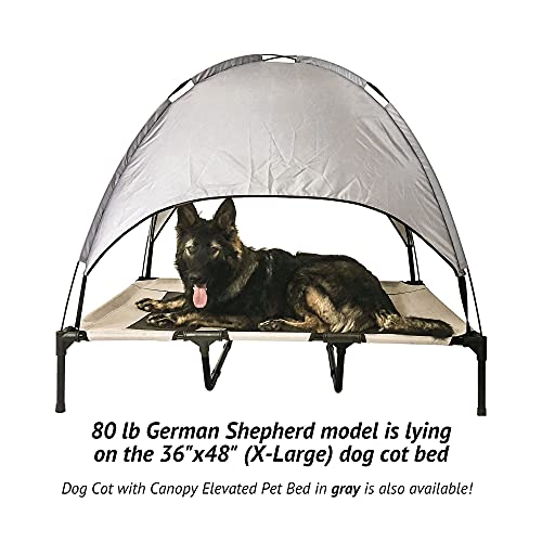 Midlee Salmon Dog Cot with Canopy (24" x 30")- Elevated Dog Bed Outside Dog Tent Carrying Bag - size: 24" x 30"