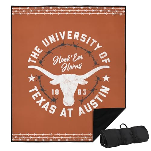 LOGOVISION University of Texas Picnic Outdoor Blanket, 50"x60" Stamp, Foldable Blanket for Picnic, Beach, Camping, Park, Tailgate - color: Stamp