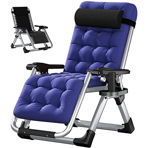 LILYPELLE Zero Gravity Chair, Premium Lawn Recliner Folding Portable Chaise Lounge with Detachable Cushion, Headrest and Cup Holder, Reclining Patio Lounger Chair - color: Noble Blue Gray, style: Zero Gravity Chair
