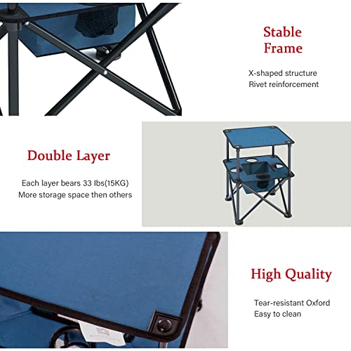 Folding Camping Table, Portable Outdoor Picnic Table, Lightweight Square Camp Table with Built-in 4 Cup Holders Food Basket and Travel Bag for Barbeque Beach Camping and Tailgate Blue - color: Blue