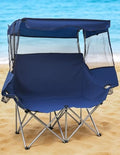 East Oak Double Camping Chair with Canopy | 24" High Back Camping Couch for Adults with 360° Sun Protection, 13 lbs Lightweight, 660 lbs Heavy Duty Canopy Chair for Outdoors - color: Blue, style: Camp Couch