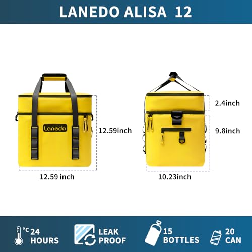 Lisa Lunch Soft Cooler 20/36 Can, Insulated Bag Portable Ice Chest Box for Lunch, Beach, Drink, Beverage, Travel, Camping, Picnic, Car, Trips, Cooler Leak-Proof - color: 20 can yellow