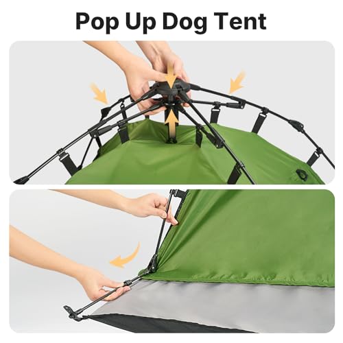 Veehoo Pop Up Dog Tent House for Indoor Outdoor, Portable & Waterproof Dog Canopy Shelter with Cool Mesh, Foldable Automatic Pet Tent for Dogs with Camping Mat and Bag for Large & Extra Large Dogs - size: 47.2"L × 47.2"W × 37.4"H