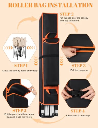 10 x 10 x 63 Inch Tent Bag Replacement Part, Canopy Bag Tent Storage Bag Designed for 10 x 10 Pop-up Tents, Comes with Handles and Rollers for Easy Carrying, 800D Waterproof Oxford Fabric - style: 63*10*10 in