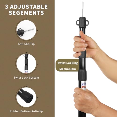 Tarp Poles, Telescoping Tent Poles, Ultra-Lightweight Portable Aluminum Sun Shade Poles That Extends Up to 7'6",Suitable for Camping, Tent, Awning, Beach Shelter(2 PCS) - color: Black
