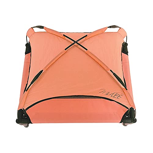 Midlee Salmon Dog Cot with Canopy (24" x 30")- Elevated Dog Bed Outside Dog Tent Carrying Bag - size: 24" x 30"