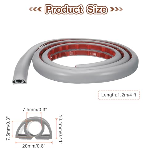 HARFINGTON 4ft Cord Cover Floor W0.3 x H0.3 Inner Channel PVC Hide Extension Cable Floor Wire Hider Wire Covers Protector for Prevent Cable Trips Cables Management, Grey - color: Grey, size: W0.3"xH0.3"x4ft